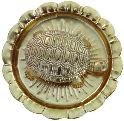 Органични билки Ваасту/фън шуй Костенурка/Turtle/ Kachua (на Късмет) с Метална плоча-Месинг (Златист цвят) Изпълнение