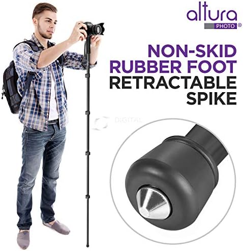 62-инчов монопод за камера Altura Photo - Сверхпрочный монопод за беззеркальных камери на Canon, Nikon и Sony