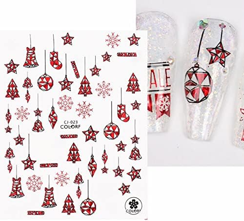 Стикер За грижа за ноктите 3D Самозалепващи Стикер За Нокти Коледна Серия Червен Двуцветен Снежинка Старецът Време