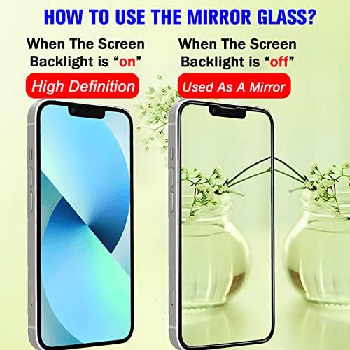 FSAMOUR Mirror 2 опаковки, съвместими с предпазно фолио за екран на iPhone 13 Mini, закалено стъкло с висока разделителна способност, удобен калъф, огледален ефект, 13mini 5.4 инча, 2 б