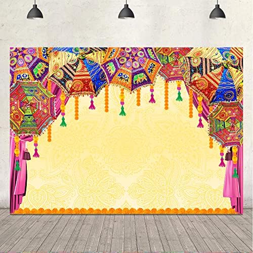 Традиционен Индийски Фон Тикуеникоа, Индийски Цветни Бродирани Чадър-Сватбен Фон, Украса За Парти в Чест на Булчински Душ, Подпори За Фотобудки 7x5 фута