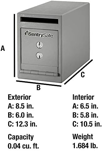 Кутия-сейф SentrySafe с ключалка с два ключа, стоманен сейф с панти слот за офиси и предприятия, За надеждно съхраняване на