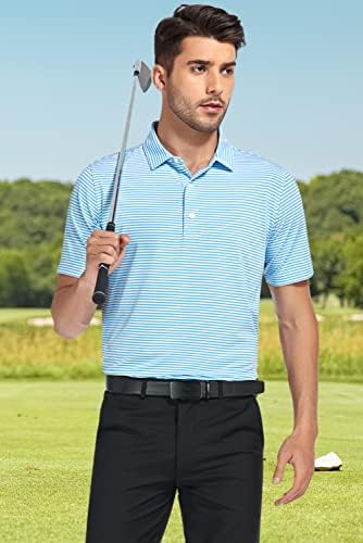 DEOLAX Мъжка Риза За Голф С Къс Ръкав, Абсорбиращи Влагата Ризи Поло в Райе за Мъже Dry Fit Performance Golf Polos