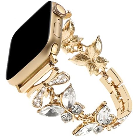 Метална каишка с блестящи диаманти, съвместим с каишка на Apple Watch 38 мм, 40 мм 41 мм, дамски Елегантни бижута с метални