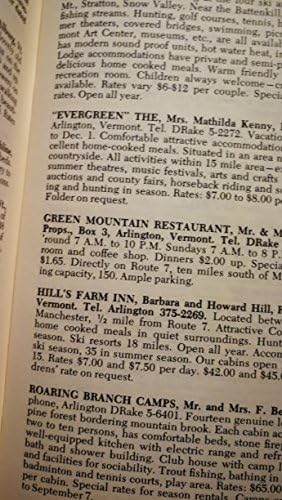 Ретро Оригинален пътеводител за посетители на щата Вермонт 1963 г. В места за настаняване и хранене