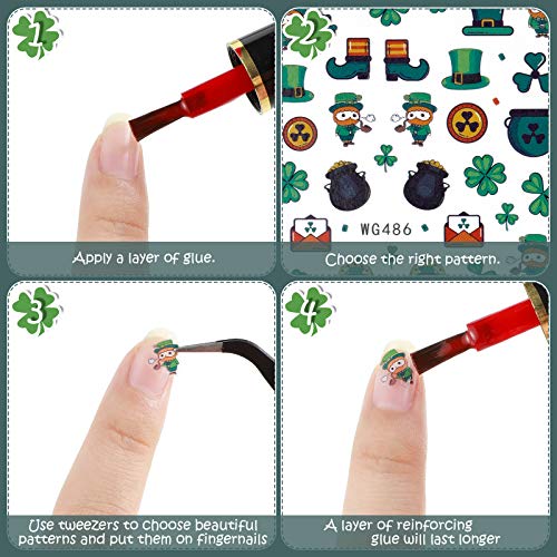 18 Листа Стикер за Дизайн на ноктите в Деня на Св. Патрик, 3D Самозалепващи Стикери За нокти, Стикер за нокти под