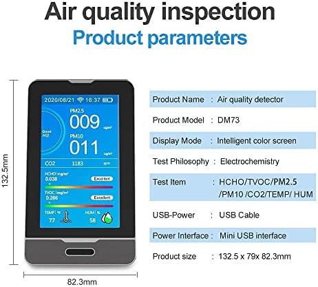 QUESHENG мониторинг на качеството на въздуха Co2 Метър ФПЧ2.5 PM10 HCHO TVOC Тестер Газоанализатор Въглероден диоксид