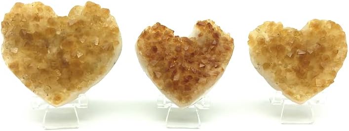ERTIUJG HUSONG306 1 бр. Естествен Цитрин Жълт Кристални Клъстер във формата на сърце Скъпоценен Камък За Медитация
