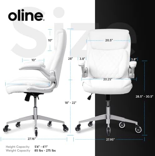 Ергономичен Офис стол за мениджъри, Oline - Начало на работния плот на колела от Изкуствена кожа, с Регулируеми подлакътници,