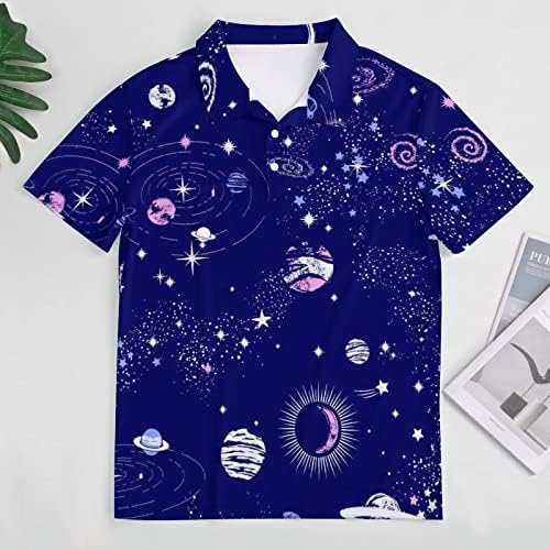 БАЙКУТУАН Космическа Галактика в Съзвездието Мъжка риза-топка за голф Фланелка с къс ръкав тениски, ежедневни стаи върховете