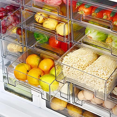 Комплект от 2 теми, прозрачен штабелируемый чекмеджето за съхранение в хладилник, чекмеджето на хладилника - Може да се
