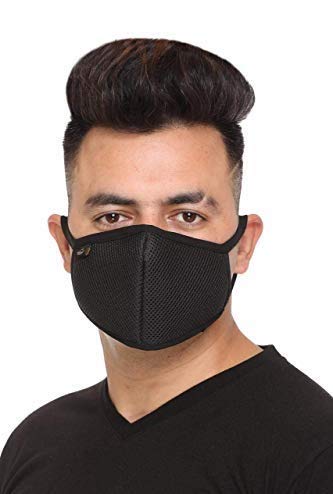 6-слойная Черен Памучен маска за лице TASHKURST за мъже, жени и деца - Множество и моющаяся - (Черно, опаковка от