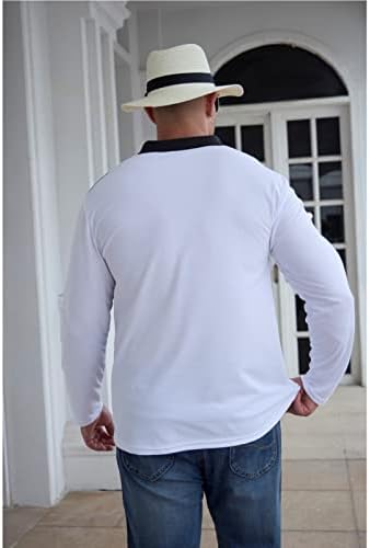 Мъжки Модни Polo Ризи с дълъг Ръкав, Ежедневни Ризи За Голф с цип, Бизнес Прилепнали Блузи с Дълъг ръкав