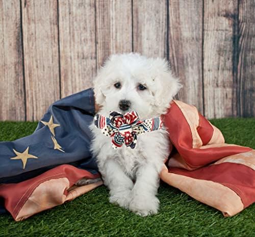 Елегантен Нашийник за кучета с малко конска опашка и Флага на САЩ, Сладък Подвижна Яка за Кучета с Цвете,