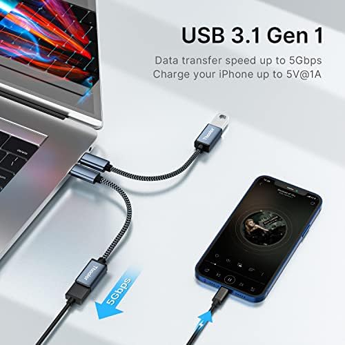 USB C към USB адаптер, [0,5 метра от 2 опаковки] Кабел OTG тип USB-C USB адаптер за MacBook Pro / Air 2020/2018, iPad