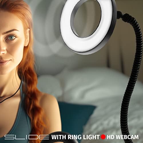 Уеб камера Slide 1080P HD, Преносима Околовръстен осветление със стойка |Комплект за видеоблогинга за TikTok, YouTube,