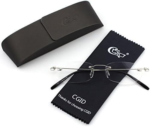 CGID Стилни Очила за четене Без Рамки, с Увеличително Пружинным тръба на шарнирна Връзка на Безрамной Рамки Readers
