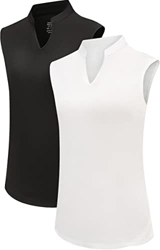 TrendiMax Женски Ризи за голф 2 опаковки, Стаи за Поло блузи с V-образно деколте Без Ръкави, бързо съхнещи Върховете На спортни