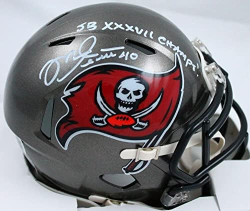 Майк Олстотт Подписа мини-каска TB Buccaneers 97-13 Speed с голографией шампионската SB-BAW - Мини-Каски NFL с автограф