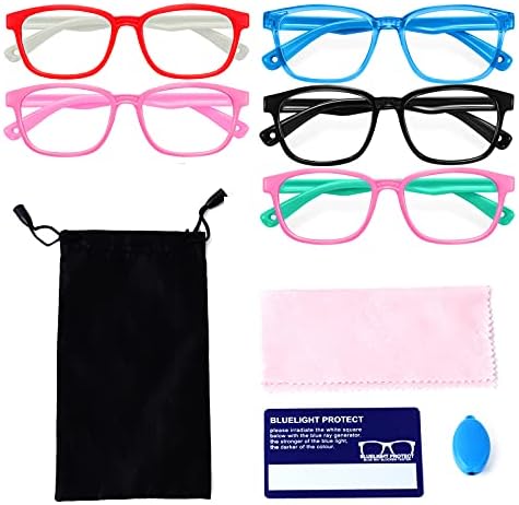 azuza, 5 Опаковки Детски Очила с защита от Uv, Нападение от Синя Светлина, Очила за компютърни Игри, Телевизия, Телефон, за