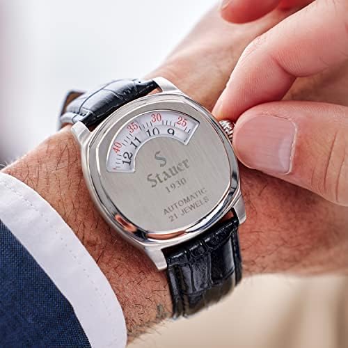 Часовници Stauer 1930 Dashtronic – Мъжки часовник с автоматичен контрол – Мъжки часовник Cotswold от естествена кожа с кожена