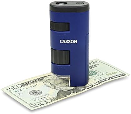Джобен микроскоп Carson Pocket Micro с 20x-60-кратно увеличение с led осветление и система за асферични лещи (MM-450), Blue &