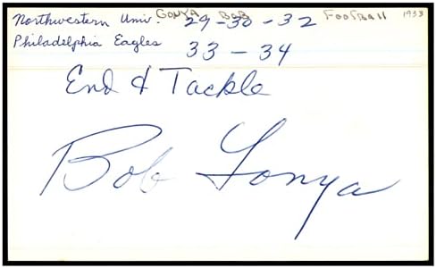 Картичка с Автограф на Боб Гоньи 3x5 с Автограф от 1933 Орли 87319 - Издълбани подпис NFL