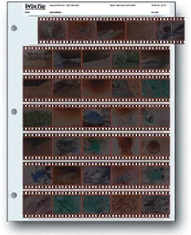 Листове за архив за съхранение на 35-7B25 за негативи 35-мм филм, 7 Ивици по 25 броя в опаковка