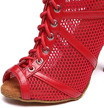 DKZSYIM/ Танцови обувки с отворени пръсти, Женски Обувки за Латино Салса, Бални Обувки с дантела, Моделът YCL545