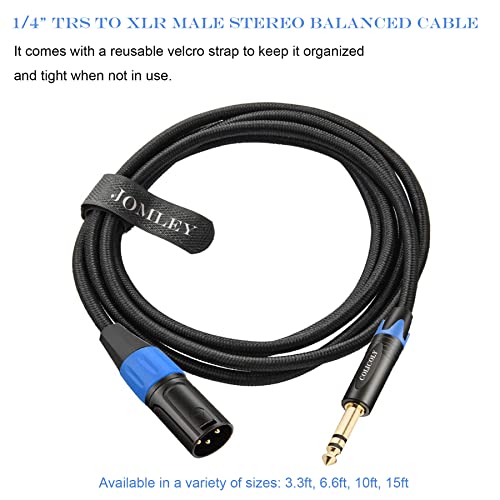 Кабел JOMLEY 1/4-XLR, Стереобалансный кабел 1/4 TRS-XLR, кабел за Свързване TRS-XLR 6,35 мм, найлон плитка, 3-пинов Свързващ кабел, Пач-кабел с дължина 3,3 фута