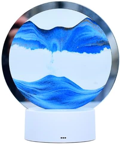 YUDONG движеща се картина от пясък с led осветление, лампа за рисуване от движещ се пясък, 3D сензорни цветни светлини, природен пейзаж, кръгла стъклена рамка за пясък, но?
