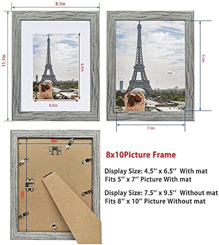 Комплект рамки за снимки Hongkee 8x10 и 5x7 от 6, от истинско стъкло, Мультирамка 8 до 10, за стенен или настолен