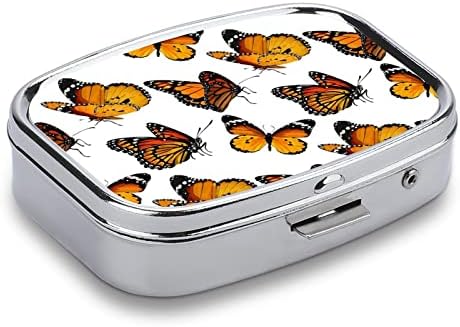 Кутия за Хапчета Реколта Пеперуди Квадратна Форма, Калъф За Медицински Таблетки, Преносима Кутия за Хапчета, Витамини Контейнер,