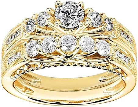 Уникални пръстени за жени, трупно пръстен с диаманти за жени, модни бижута, популярни аксесоари (злато, 10)