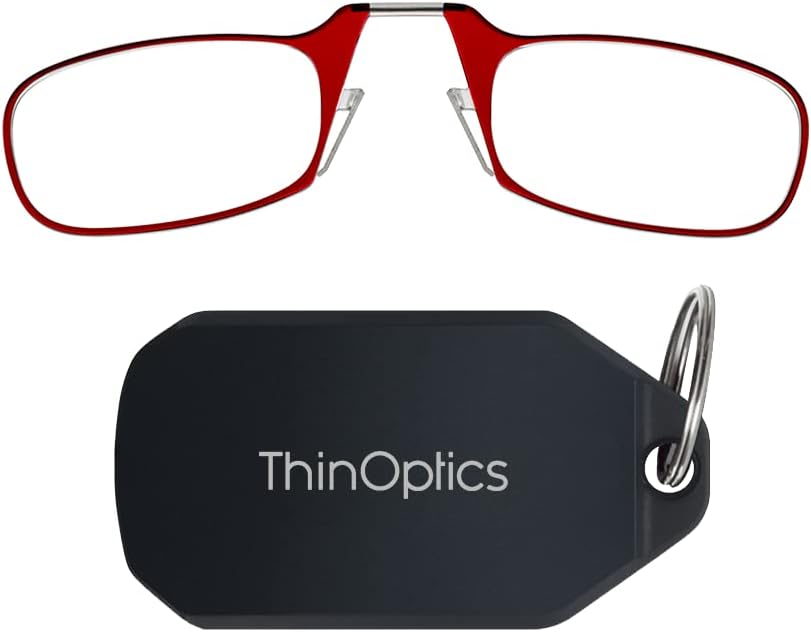 Калъф за ключодържател ThinOptics и правоъгълни очила за четене Readers