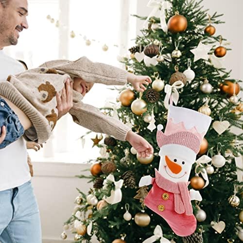 21 Инча Коледни Чорапи Розови Коледни Чорапи, Камина Висящи Бонбони Подарък Чорапи Домашен Празник, Коледни