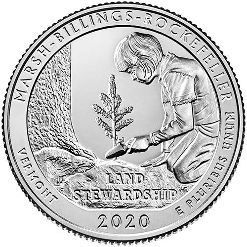 2020 S BU Марш Билингс Национален парк Рокфелер Щата Северна Каролина Избор Тримесечие Необращенный монетен двор на САЩ