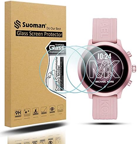 Suoman 3-Pack за Michael Kors Access MKGO Защитно фолио за екран от закалено стъкло на Твърдост 2.5 D 9H за умни часа