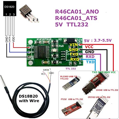 DS18B20 Modbus Rtu RS232 RS485 TTL Такса датчик Монитор за дистанционно събиране на Данни Модул за цифров термометър (5