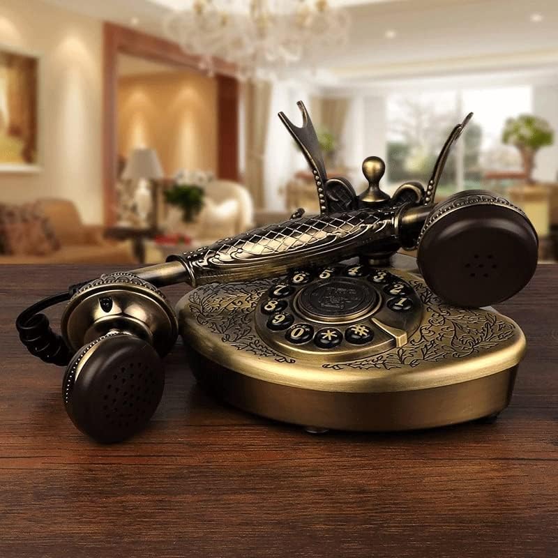 LEPSJGC Ретро Настолен Телефон В Старинен Стил, Метален Телефон с Кнопочным набор от Електронни Мелодии, Украса Телефон за