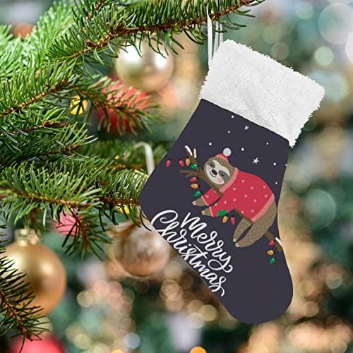 Коледни Чорапи ALAZA Весела Коледа, Скъпа Ленивец, Класически Персонализирани Малки Чулочные Украса за Семейни празници,