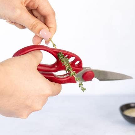 KitchInventions Strip-n Snip™ - Многофункционални ножици за източване на билки с остриета от неръждаема стомана (син)