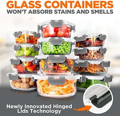 Стъклени съдове за съхранение на хранителни продукти SereneLife от 24 теми - великолепен стъклен комплект за съхранение на