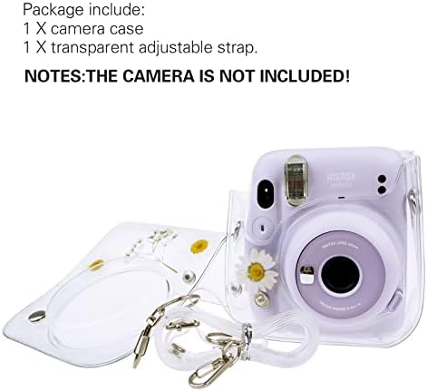 Калъф за мини-камера HIYQIN, Прозрачен Калъф за Instax Mini 12/11/9/8/8 +/40 за камерата миг печат със Сухи Цветя, Чанта,