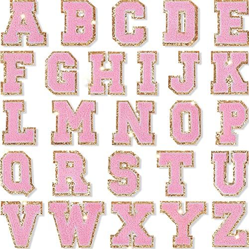 Ленти с букви, 26 Парчета Блести Iron Азбука На Нашивках, Университетски Ивици от шенилна с буквите A-Z, Стикер за