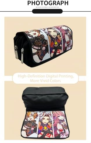 Молив случай Genshin Impact Голям Капацитет Калъф за Моливи, кавайная Голяма Чанта за багаж с цип за офис, Колеж, Училище, Здрав Калъф за Носене Дръжки (Kaedehara Kazuha)
