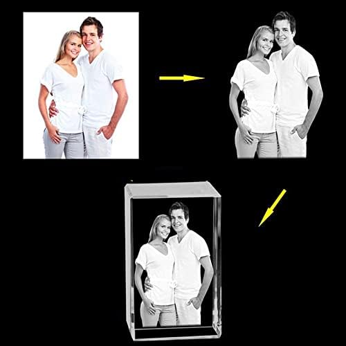 gors Customized Crystal Family Влюбените Photo Album Image Лазерна Фоторамка с Led Основа за Сватба (3D, 6