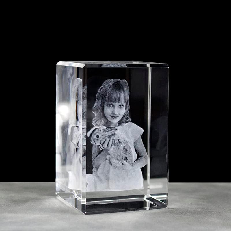 gors Customized Crystal Family Влюбените Photo Album Image Лазерна Фоторамка с Led Основа за Сватба (2D, 6 x 6 X 9 см)