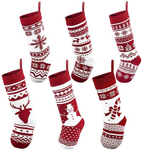 JOYIN 6 X 18 Трикотажни Коледни Чорапи, Коледни Чорапи от Едра Селски Прежда за семейни Празнични Украси