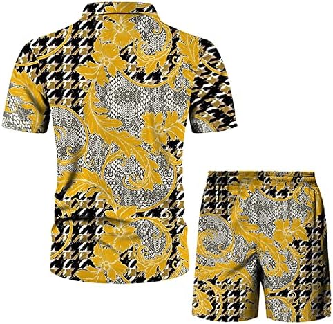 4ZHUZI/ Мъжки Забавен Плажен Комплект Тениски, Ежедневни Ризи с копчета, Блузи с къси ръкави и къси Панталони, Хавайска